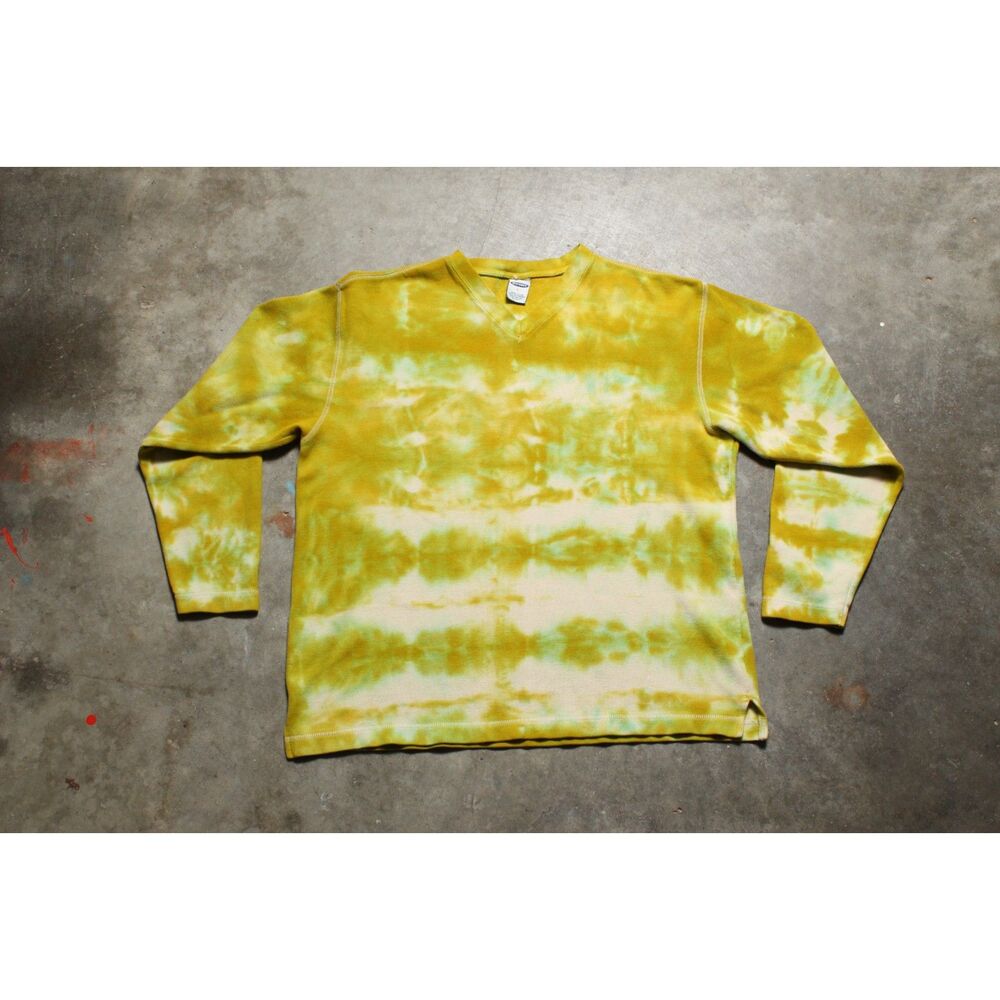 Vintage 90's Y2K Old Navy One of a Kind Green Tie Dye Cotton Shirt - Large